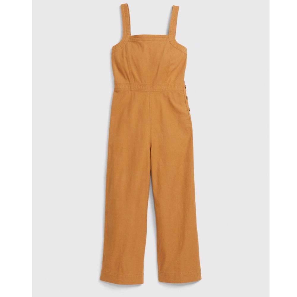 Apronneck Jumpsuit in Linen-Cotton Yellow Rust 14P